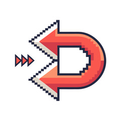 Dynamic Create Bold Stroke Pixel Reload Arrow Bac High-Quality Stock Image