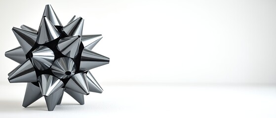 Abstract metallic star-shaped bow on a white background