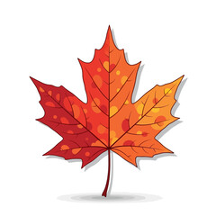 Vibrant Autumn Maple Leaf Illustration with Polka Dot Pattern