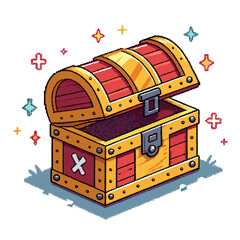 Create Bold Stroke Pixel Treasure Chest High-Quality Stock Image Ideal for Marketing