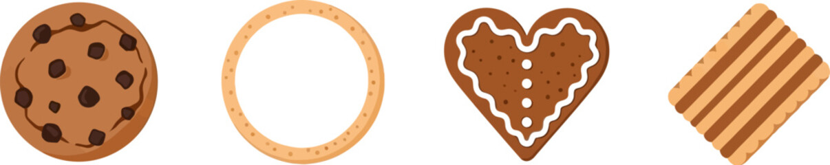 Collection of four distinct pixelated icons representing food shapes and symbols vector