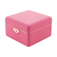Pink velvet jewelry box for breast cancer awareness isolated on transparent background