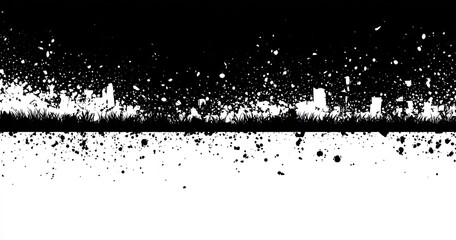 Abstract black and white graphic with textured horizontal bands