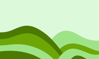 Minimal Abstract Green Landscape Vector Background with Wavy Hills