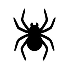 Black spider silhouette, hand-drawn vector illustration. Minimalist and creepy Halloween design for party invitations, decorations, t-shirts, web icons, and spooky event promotions.