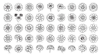 Collection of intricate black and white abstract ornamental designs silhouette