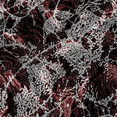Biome ecosystem abstract textured seamless pattern in dark brown tones. Natural pattern for textile, wallpaper, wall panel, bedding, outhwear, organic package. High quality illustration