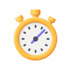 Obraz na płótnie Canvas Yellow stopwatch. Timekeeping , measurement of time, countdown, time management and deadline concept. 3d vector icon. Cartoon minimal style.