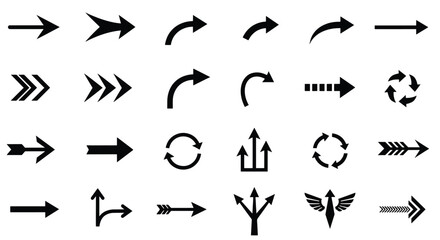 Collection of Diverse Arrow Icons and Symbols.