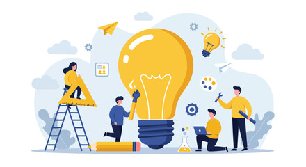 Creative Team Collaborating on a Bright Idea