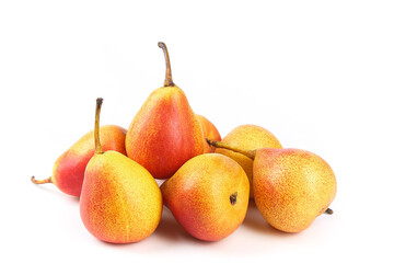 Colorful Fresh Pears Group Isolated on White Background - Healthy Organic Fruit Collection