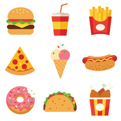 Delicious Fast Food Collection Icons.