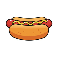 Delicious Hot Dog with Mustard Illustration.