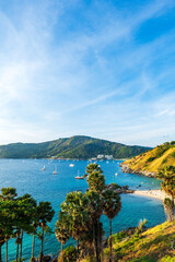 Fototapeta premium Nai Han Beach area ocean and beach view in Phuket, Thailand