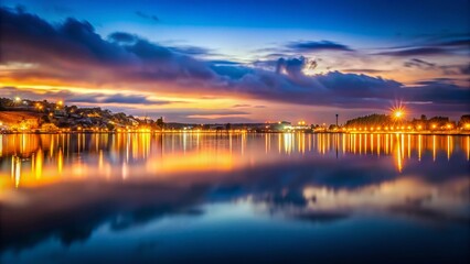Fototapeta premium Night Reflections: Gratitude's Glimmering Waterscape