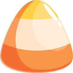 Candy corn with vibrant, shiny layers of yellow, white, and orange, perfect for a festive halloween celebration