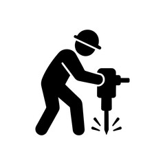 Jackhammer Demolition Work Icon