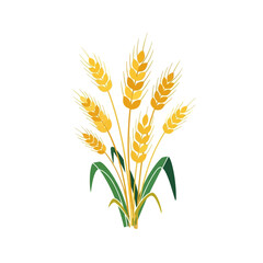 Stylized Illustration of Wheat Stalks and Leaves