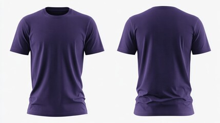 Purple t-shirt mockups, front and back views