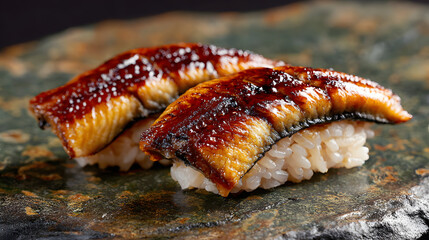 Naklejka premium Unagi nigiri sushi with grilled eel