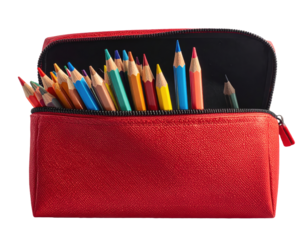 Summer flat lay with orange, sunglasses, and stationery on pink background