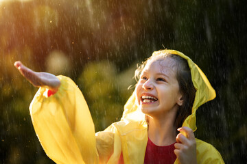 girl in the rain on an autumn walk