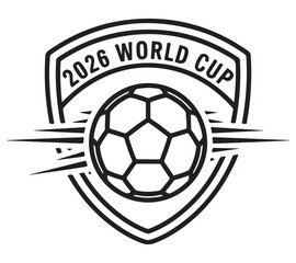 Fototapeta premium Dynamic Soccer Ball and Shield Emblem with Motion Lines