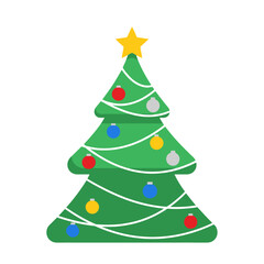 Stylized Christmas Tree with Colorful Ornaments and a Golden Star