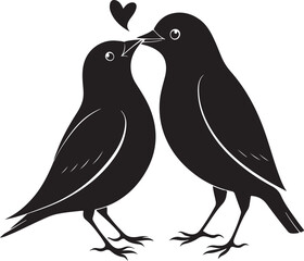 Minimalist Love Birds Heart Silhouette