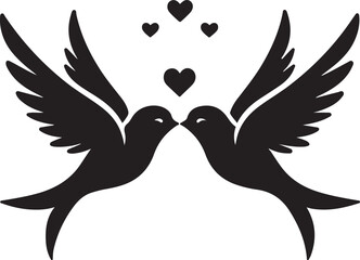 Minimalist Love Birds Heart Silhouette