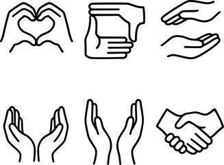Obraz premium Human Hands Forming Conceptual Shapes Vector Icon Set