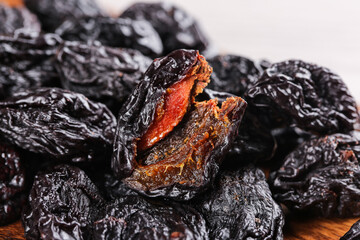 California Air-Dried Prunes Close-Up - Premium Dried Fruit with Natural Wrinkled Texture