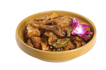 Salted Air-Dried Chicken with Mushrooms Traditional Asian Cuisine Specialty Dish