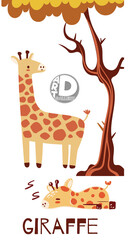 Giraffe in the Forest Illustration