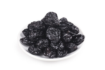 Xinjiang Dried Prunes in White Bowl on White Background - Traditional Air-Dried Chinese Fruit