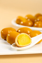 Baked Quail Eggs with Soy Sauce Golden Yolks Traditional Asian Countryman Dishes Salt Seasoned Delicacy