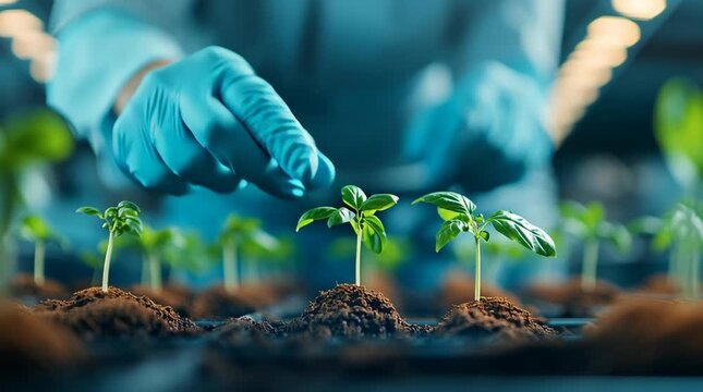 A specialist takes soil samples