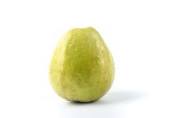 Fresh Ripe Guava Fruit with Creamy Green Skin Isolated on White Background