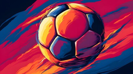 Fototapeta premium Vibrant Pixel Art Soccer Ball: Dynamic Sports Graphic