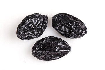 California Prunes Air-Dried Dried Plums Healthy Snack Food Ingredient White Background