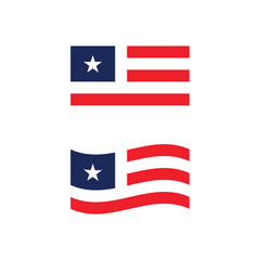 Vector illustration of the American flag logo with bold colors and clean design, ideal for patriotic themes, branding, and celebration concepts.