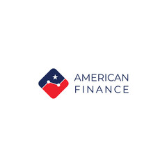 Vector logo combining American flag and finance chart, symbolizing US economy, investment, stock market, and financial growth in modern style.