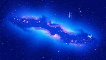 Fototapeta premium Cool mint galaxy with deep indigo night sky, clean vector lines and cosmic sparkles
