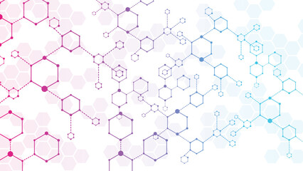 Molecular structure. Medicine researching, DNA or chemistry science. Biotechnology presentation template vector background