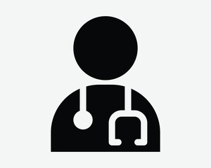 Medical Doctor Icon Stick Figure. Healthcare person with stethoscope as a health care worker nurse for emergency treatment of first aid medic service