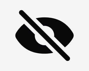 Not Visible Icon. Hidden sign eye cancel crossed out deleted. Hide view for privacy and secret. Blind no sight cannot see or look. Block password off
