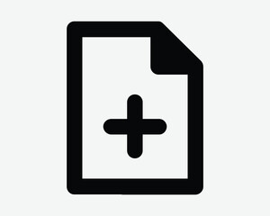 New File Line Icon Add Page Document Outline Symbol Plus Sign Additional Docs Folder Black Shape Graphic Artwork Clipart Paper Note Notepad Application