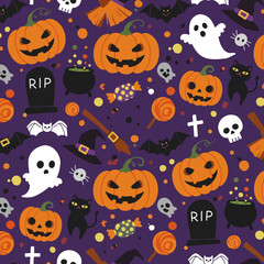 Cute Halloween Pattern Seamless Background