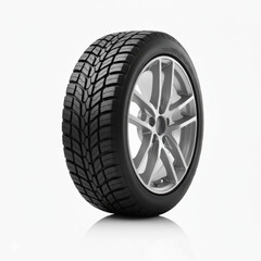 Obraz premium High-performance tire with intricate tread design and alloy wheel, showcasing durability and traction, ideal for automotive enthusiasts and vehicle maintenance