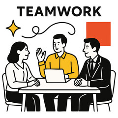 Team Meeting Minimal Doodle Illustration